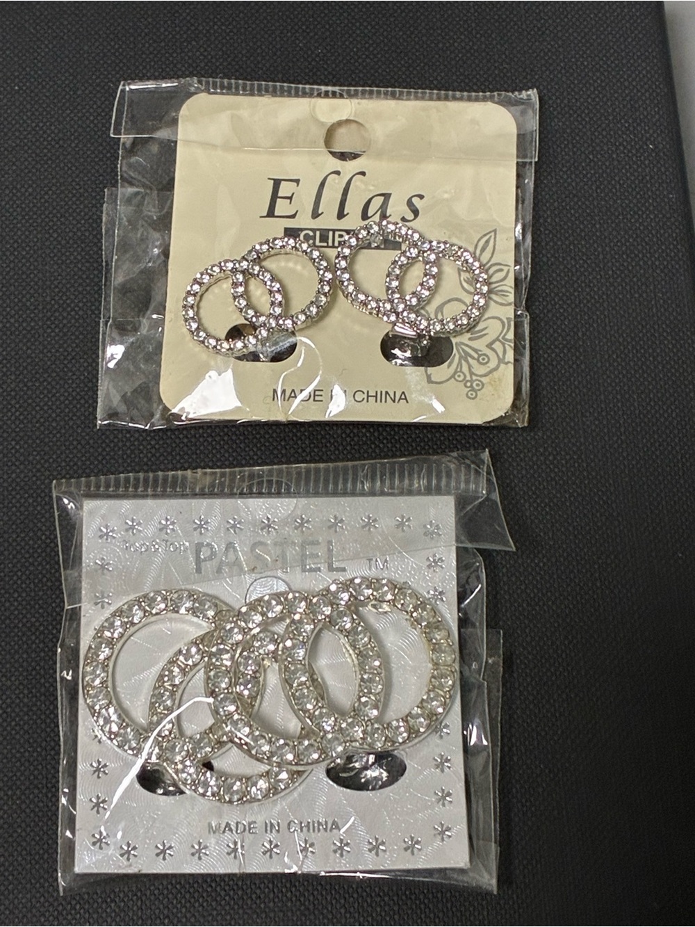 Silver Crystal Circle Clip-On Earrings - Set of 2